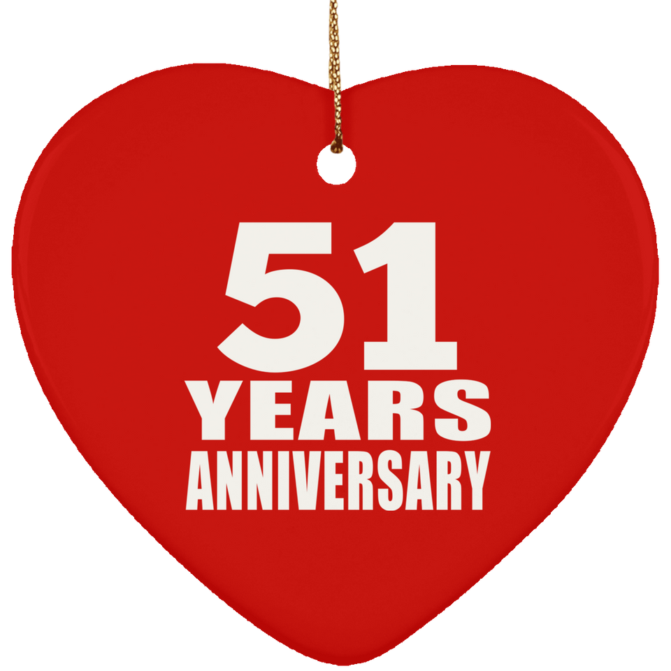 51st Anniversary 51 Years - Heart Ornament