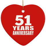 51st Anniversary 51 Years - Heart Ornament