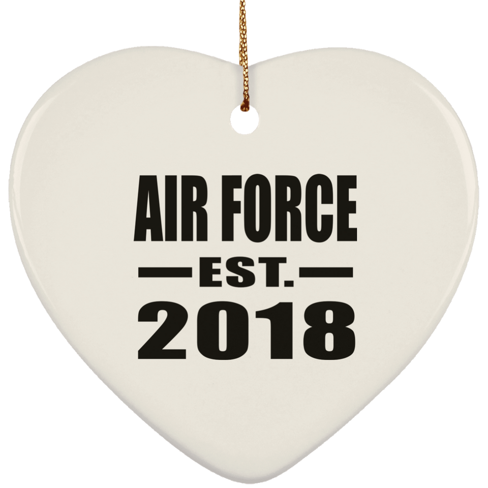 Air Force Established EST. 2018 - Heart Ornament