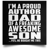 Proud Author Dad Of Awesome Son - Poster Square