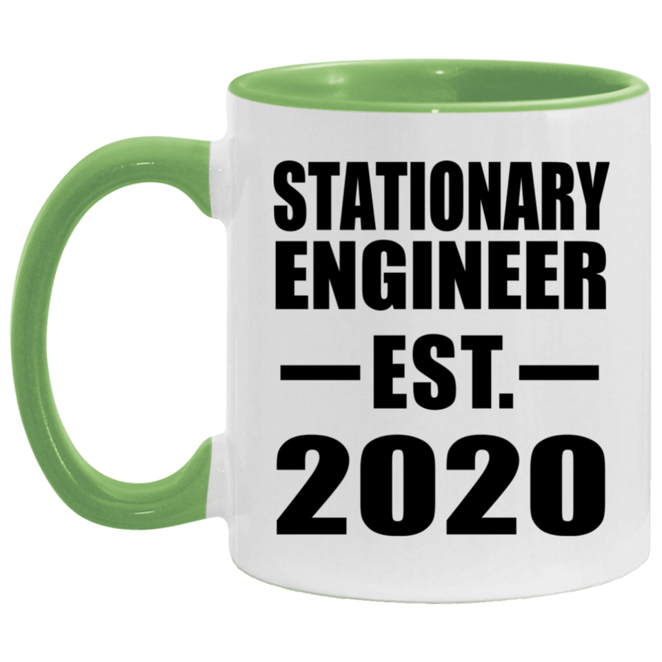 Stationary Engineer Established EST. 2020 - 11oz Accent Mug Green