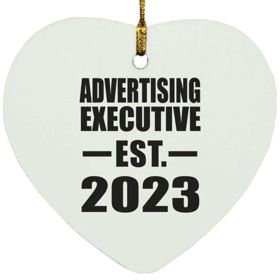 Advertising Executive Established EST. 2023 - Heart Ornament