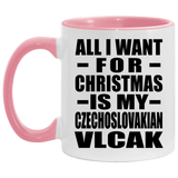 All I Want For Christmas Is My Czechoslovakian Vlcak - 11oz Accent Mug Pink