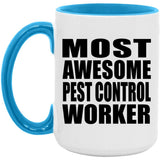 Most Awesome Pest Control Worker - 15oz Accent Mug Blue