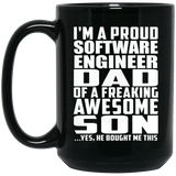 Proud Software Engineer Dad Of Awesome Son - 15 Oz Coffee Mug Black
