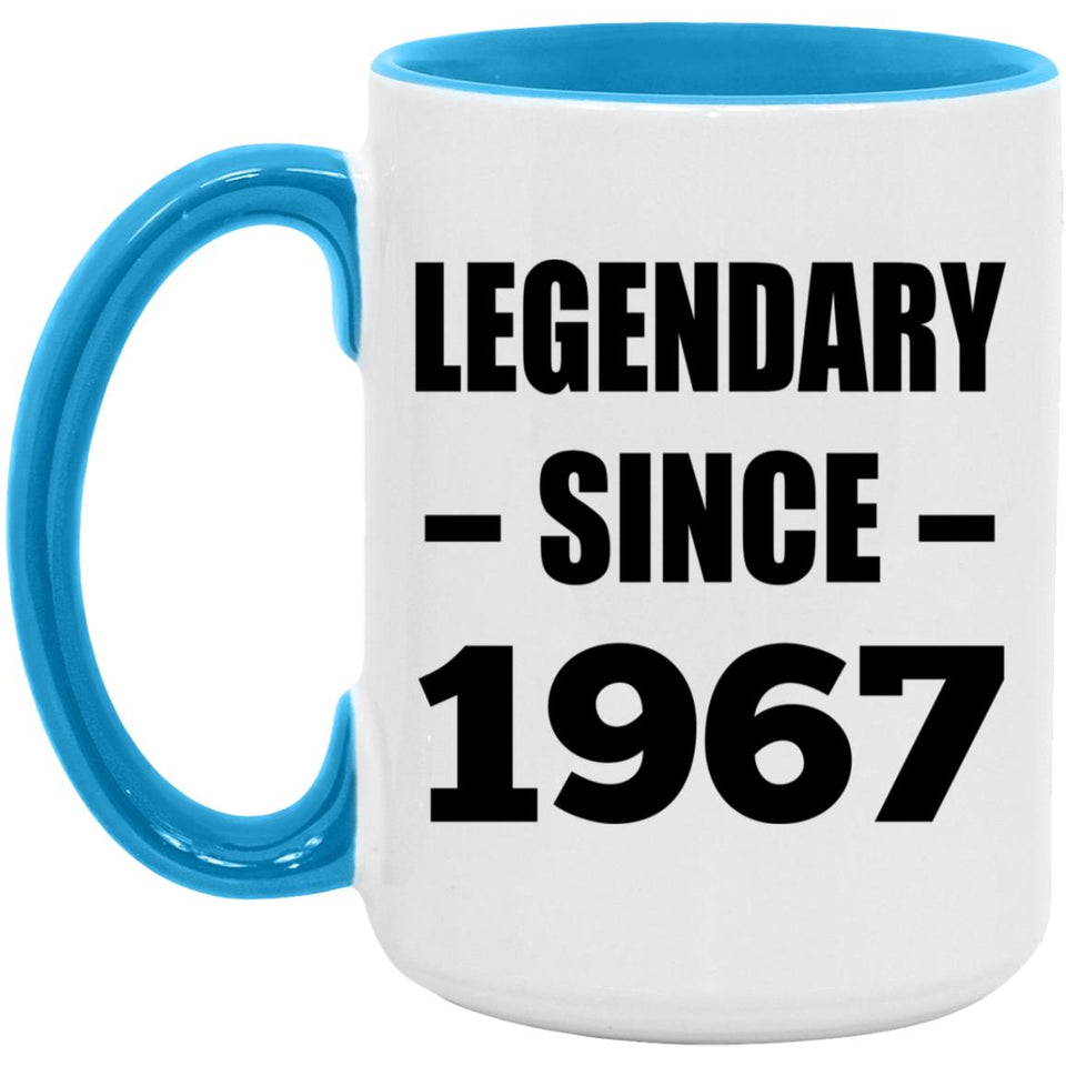 57th Birthday Legendary Since 1967 - 15oz Accent Mug Blue