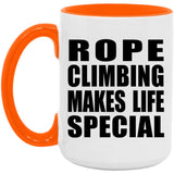 Rope Climbing Makes Life Special - 15oz Accent Mug Orange