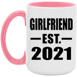 Girlfriend Established EST. 2021 - 15oz Accent Mug Pink