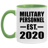 Military Personnel Established EST. 2020 - 11oz Accent Mug Green