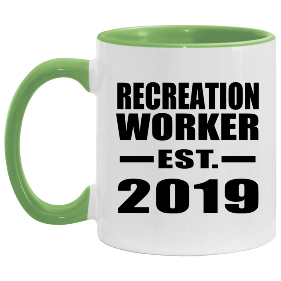 Recreation Worker Established EST. 2019 - 11oz Accent Mug Green