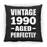 34th Birthday Vintage 1990 Aged Perfectly - Throw Pillow Black
