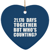58th Anniversary 21,170 Days Together But Who's Counting - Heart Ornament