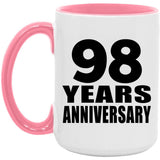 98th Anniversary 98 Years Anniversary - 15oz Accent Mug Pink