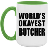 World's Okayest Butcher - 15oz Accent Mug Green