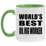 World's Best Oil Rig Worker - 11oz Accent Mug Green