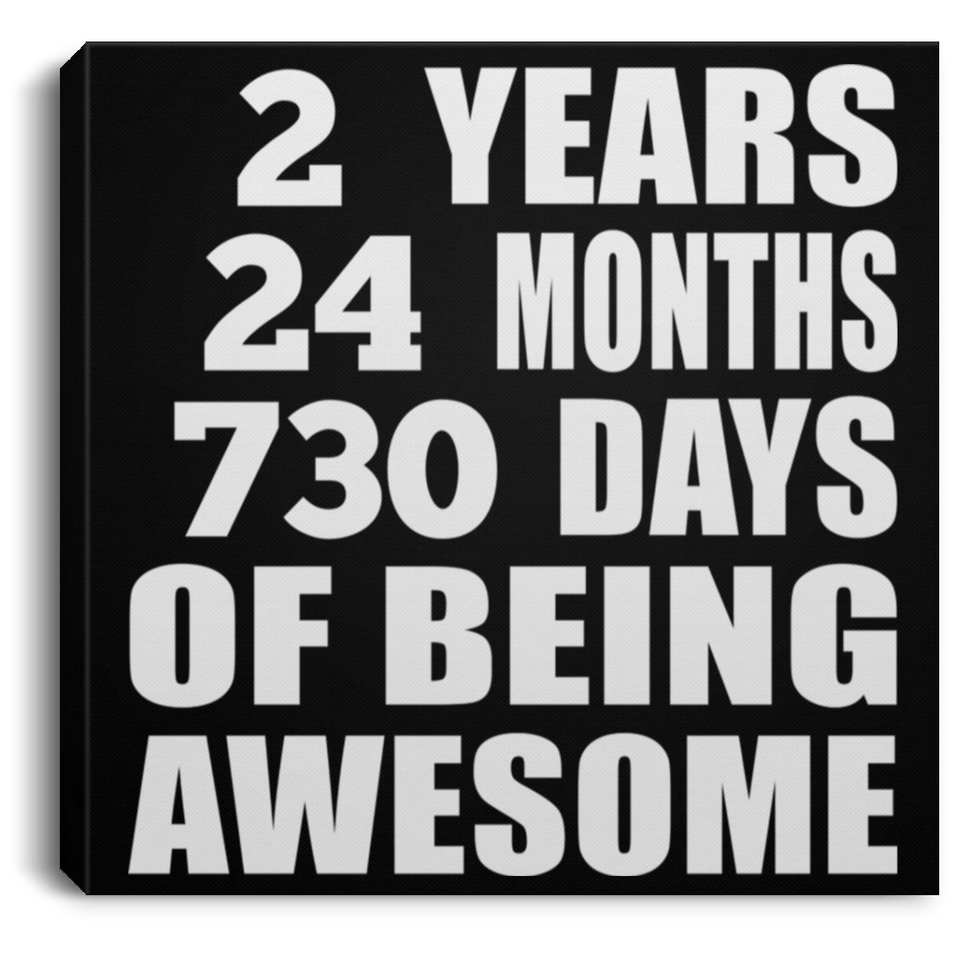 2nd Birthday 2 Years 24 Months 730 Days Of Awesome - Canvas Square