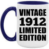 112th Birthday Vintage 1912 Limited Edition - 15oz Accent Mug Purple