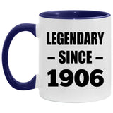 118th Birthday Legendary Since 1906 - 11oz Accent Mug Purple