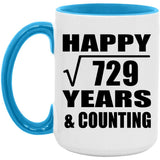 Happy 27th Anniversary Square Root of 729 Years & Counting - 15oz Accent Mug Blue