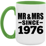 48th Anniversary Mr & Mrs Since 1976 - 15oz Accent Mug Green