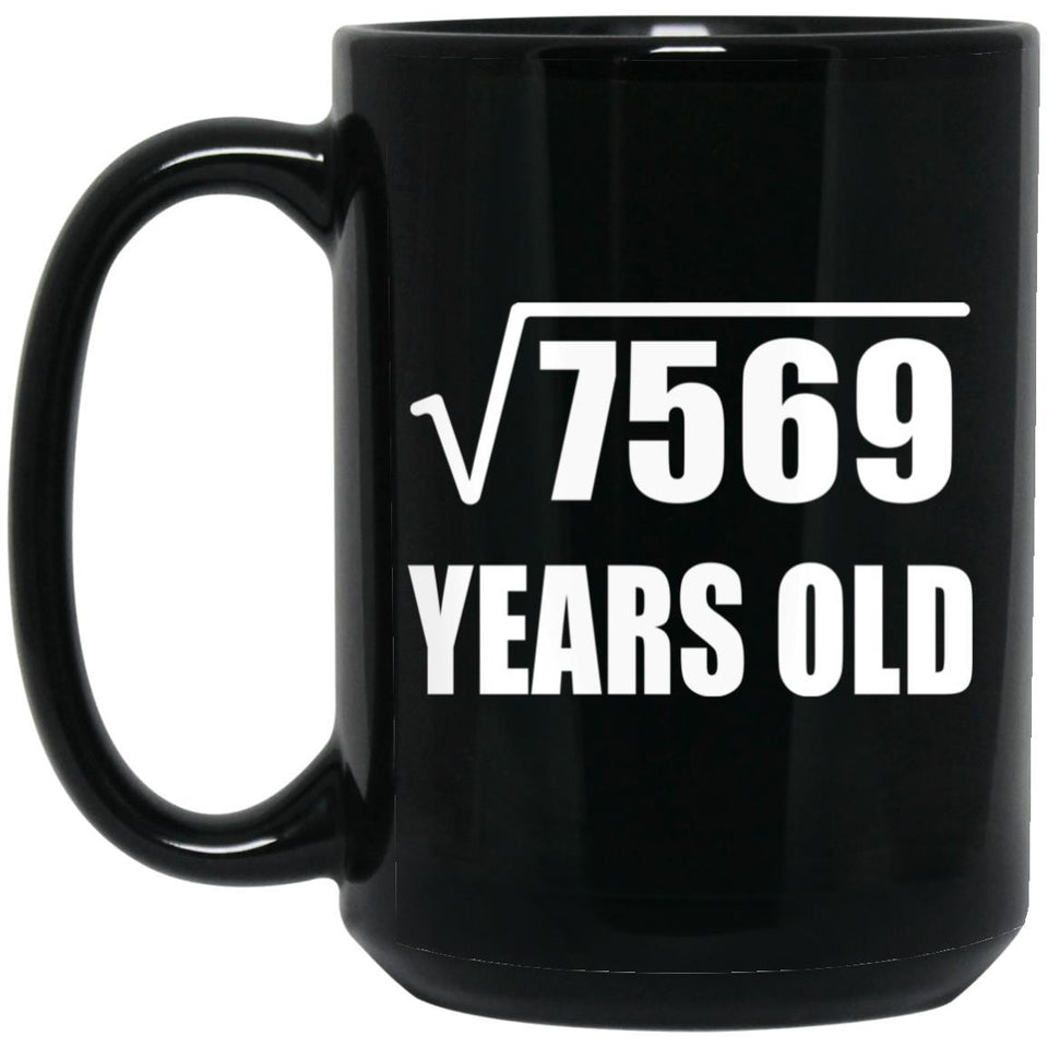 87th Birthday Square Root of 7569 Years Old - 15oz Coffee Mug Black