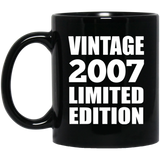 17th Birthday Vintage 2007 Limited Edition - 11oz Coffee Mug Black