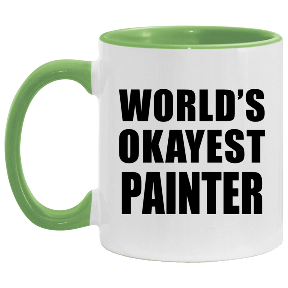 World's Okayest Painter - 11oz Accent Mug Green
