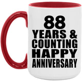 Happy 88th Anniversary 88 Years & Counting - 15oz Accent Mug Red