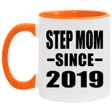 Step Mom Since 2019 - 11oz Accent Mug Orange