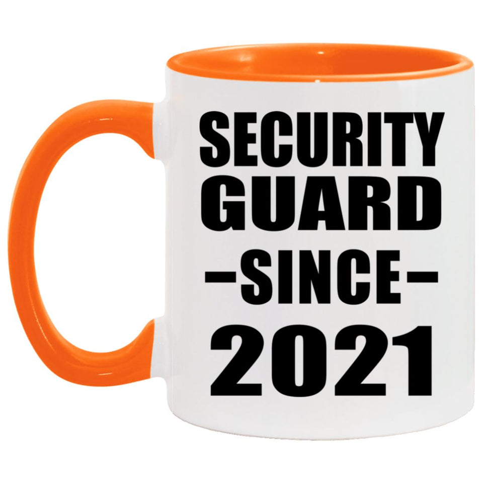 Security Guard Since 2021 - 11oz Accent Mug Orange