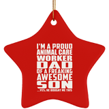 Proud Animal Care Worker Dad Of Awesome Son - Star Ornament