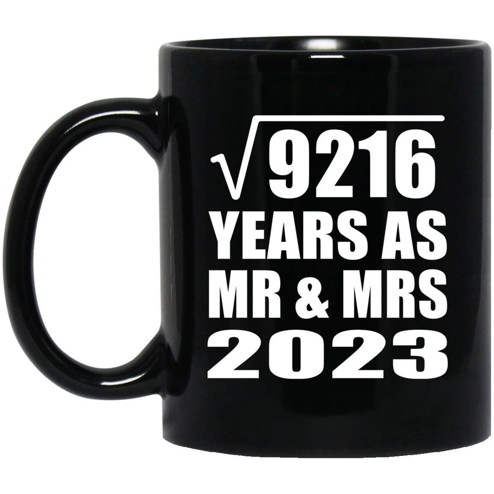 96th Anniversary Square Root of 9216 Years As Mr & Mrs 2023 - 11oz Coffee Mug Black
