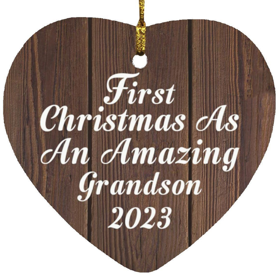 First Christmas As An Amazing Grandson 2023 - Heart Ornament D