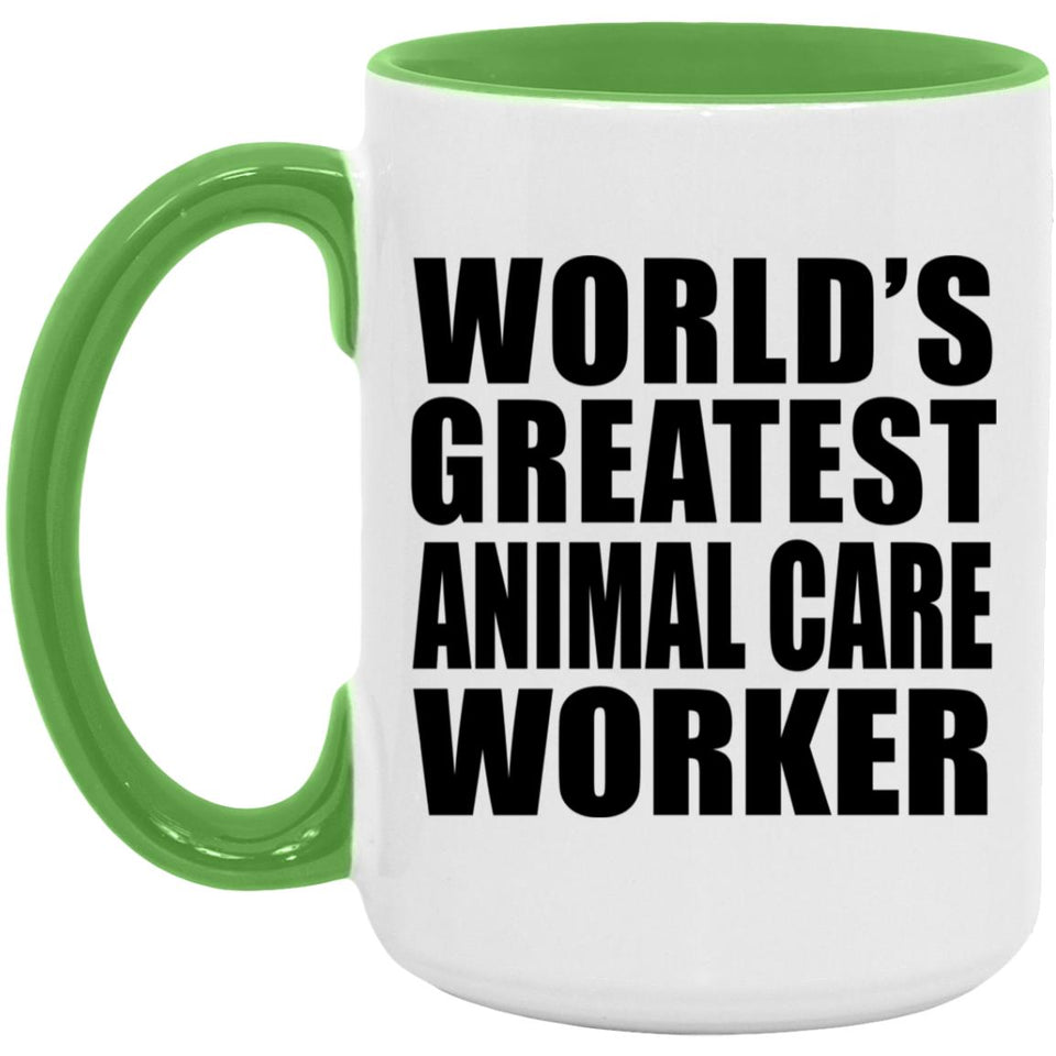 World's Greatest Animal Care Worker - 15oz Accent Mug Green