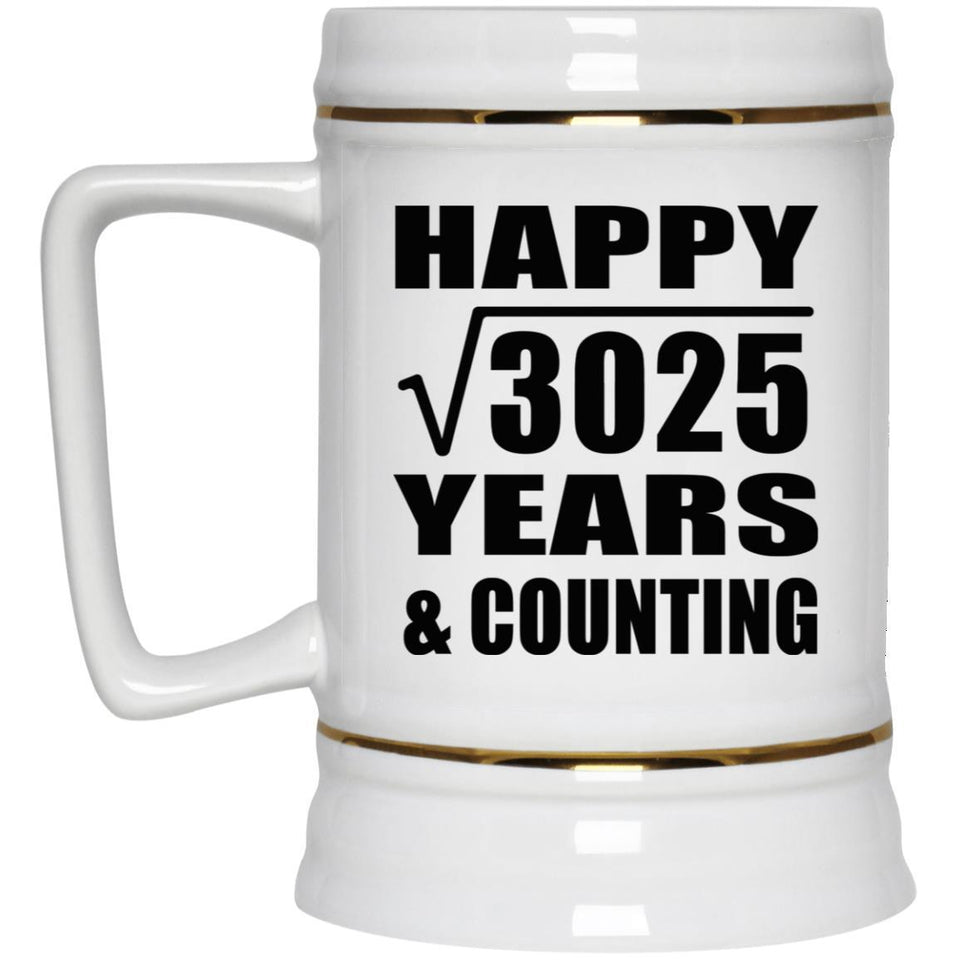 Happy 55th Anniversary Square Root of 3025 Years & Counting - Beer Stein