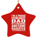 Proud Systems Analyst Dad Of Awesome Daughter - Star Ornament