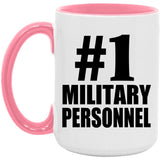 Number One #1 Military Personnel - 15oz Accent Mug Pink