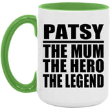 Patsy The Mum The Hero The Legend - 15oz Accent Mug Green