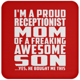 Proud Receptionist Mom Of Awesome Son - Drink Coaster