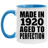 104th Birthday Made In 1920 Aged to Perfection - 11oz Accent Mug Blue