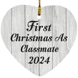 First Christmas As Classmate 2024 - Heart Ornament F