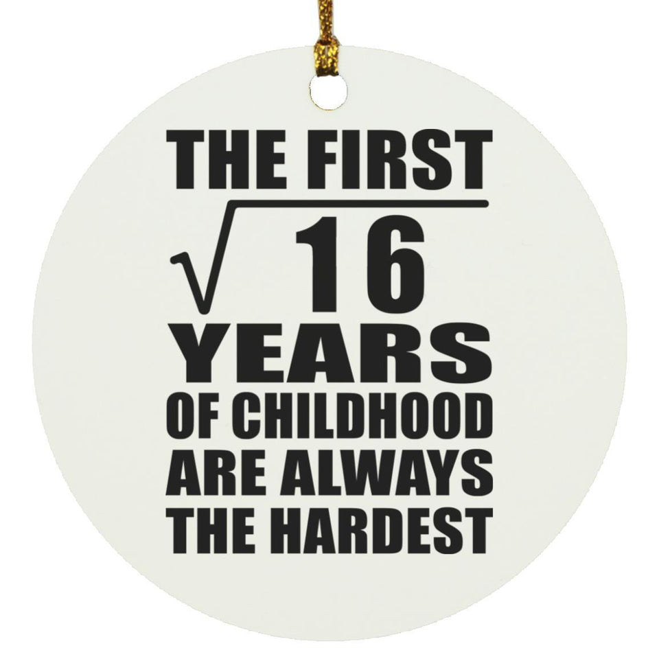 4th Birthday Square Root of 16 Years of Childhood - Circle Ornament
