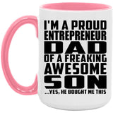 Proud Entrepreneur Dad Of Awesome Son - 15oz Accent Mug Pink