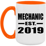Mechanic Established EST. 2019 - 15oz Accent Mug Orange