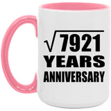 89th Anniversary Square Root of 7921 Years Anniversary - 15oz Accent Mug Pink