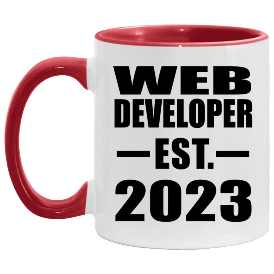 Web Developer Established EST. 2023 - 11oz Accent Mug Red