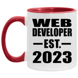 Web Developer Established EST. 2023 - 11oz Accent Mug Red