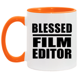 Blessed Film Editor - 11oz Accent Mug Orange