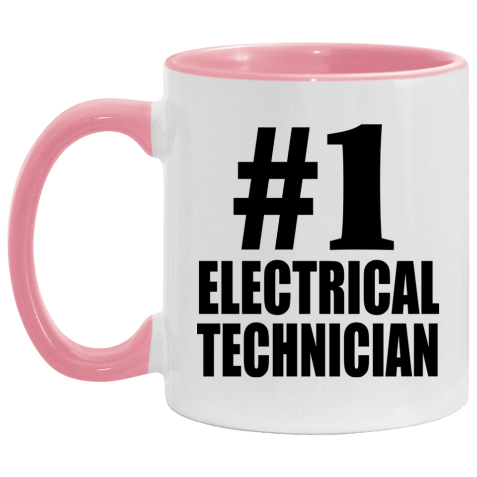 Number One #1 Electrical Technician - 11oz Accent Mug Pink