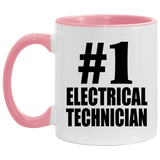 Number One #1 Electrical Technician - 11oz Accent Mug Pink